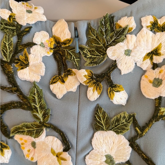 Oscar de la Renta - Blue and Cream Ombré Floral Maxi Dress - Picture 6 of 6